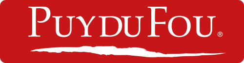 Logo avec fond rouge du Puy du Fou