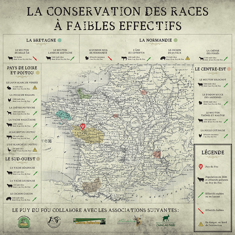 Carte des origines géographiques des animaux du Conservatoire Animal