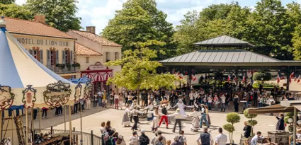 Une animation près de la halle du village Le Bourg Berard.