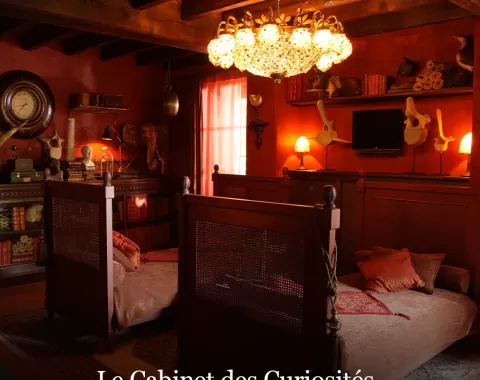 La suite "Le Cabinet des Curiosités" de L'hôtel "Le Logis de Lescure".