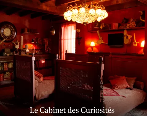 La suite "Le Cabinet des Curiosités" de L'hôtel "Le Logis de Lescure".