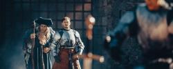 Le roi Arthur et Merlin devant l'épée des rois, l'épée dans le rocher