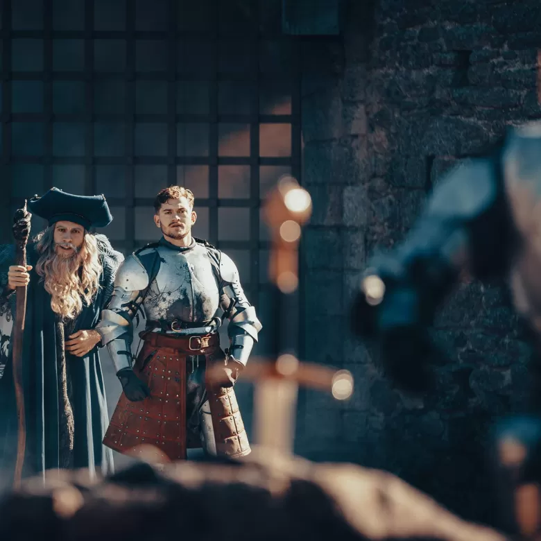 Merlin et Arthur devant Excalibur