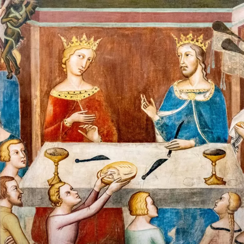Amour courtois chevaleresque entre un roi et sa femme