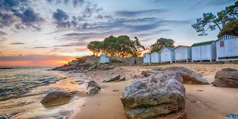 Plage de Noirmoutier au coucher du soleil