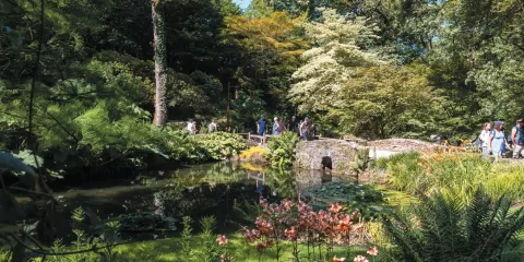 Allées fleuries du « Val de la Marienne » au parc le Puy du Fou au printemps 