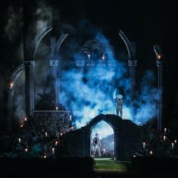 Maupillier sur l'arche lors du plus grand spectacle nocturne "La Cinéscénie"