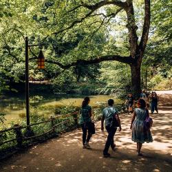 Des visiteurs se promènent dans les allées du "Val de la Marienne"